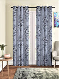 Fashion String 2 Piece Blossoms Eyelet Polyester Long Door Curtains9 Feet, Grey