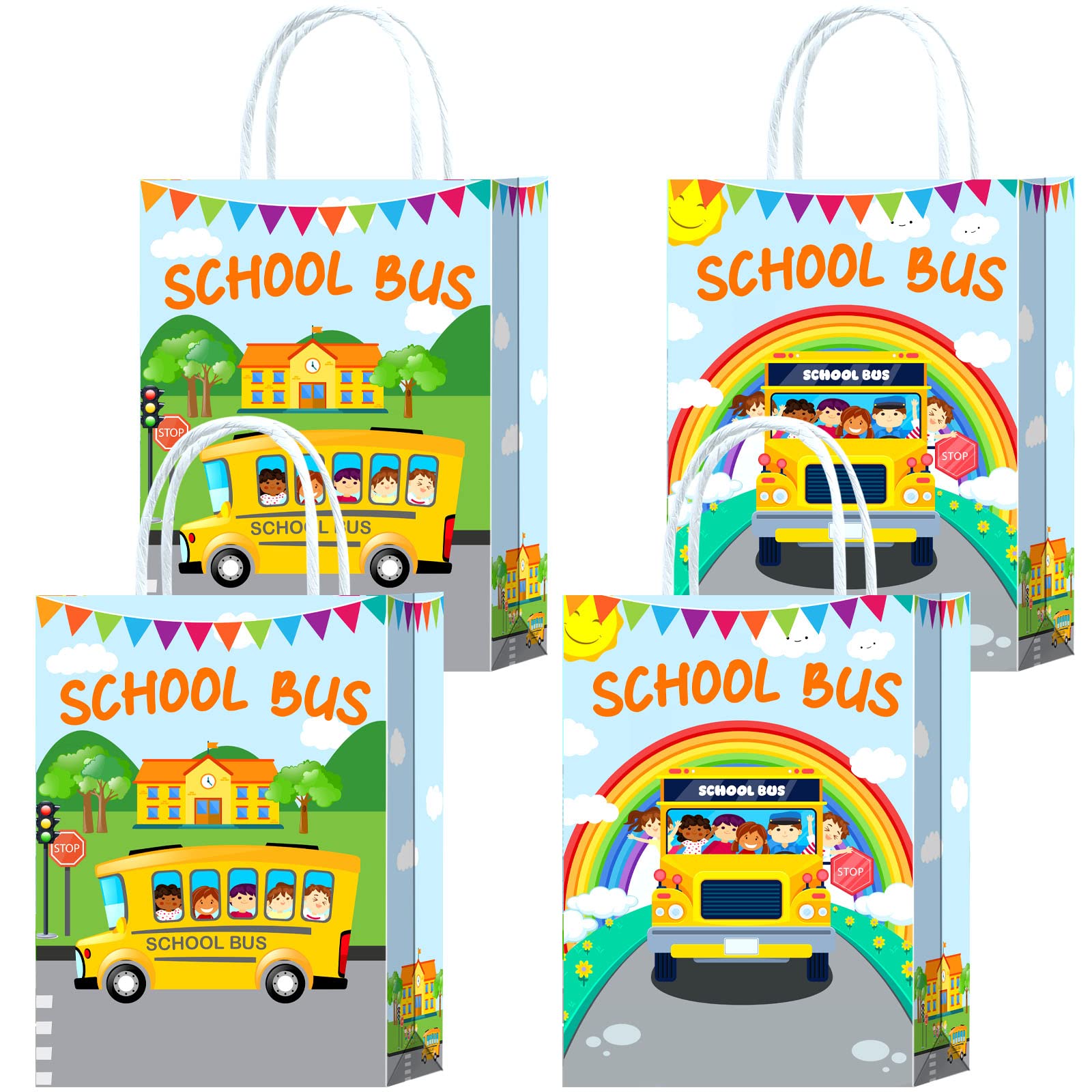 16 Pieces School Bus Goodie Bags For School Bus Birthday Party Supplie ...