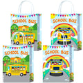16 Pieces School Bus Goodie Bags for School Bus Birthday Party Supplies,School Bus Gift Snacks Treat Candy Party Favors Bags wit