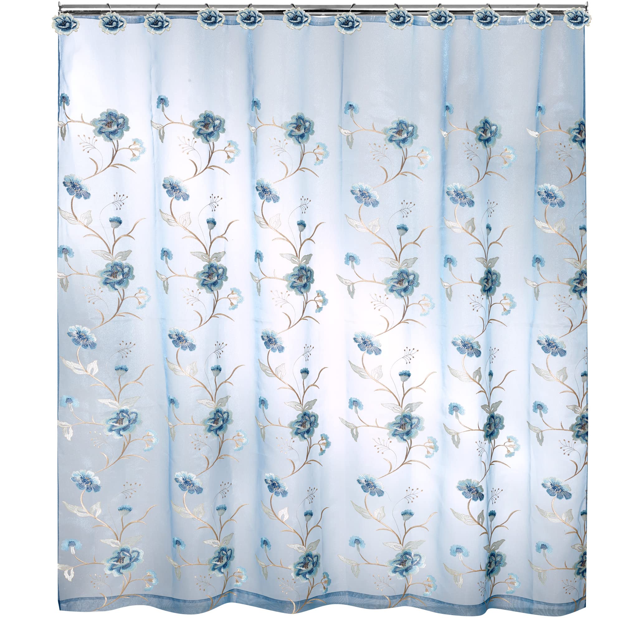 Popular Bath Dublin Rose, Shower Curtain, Blue