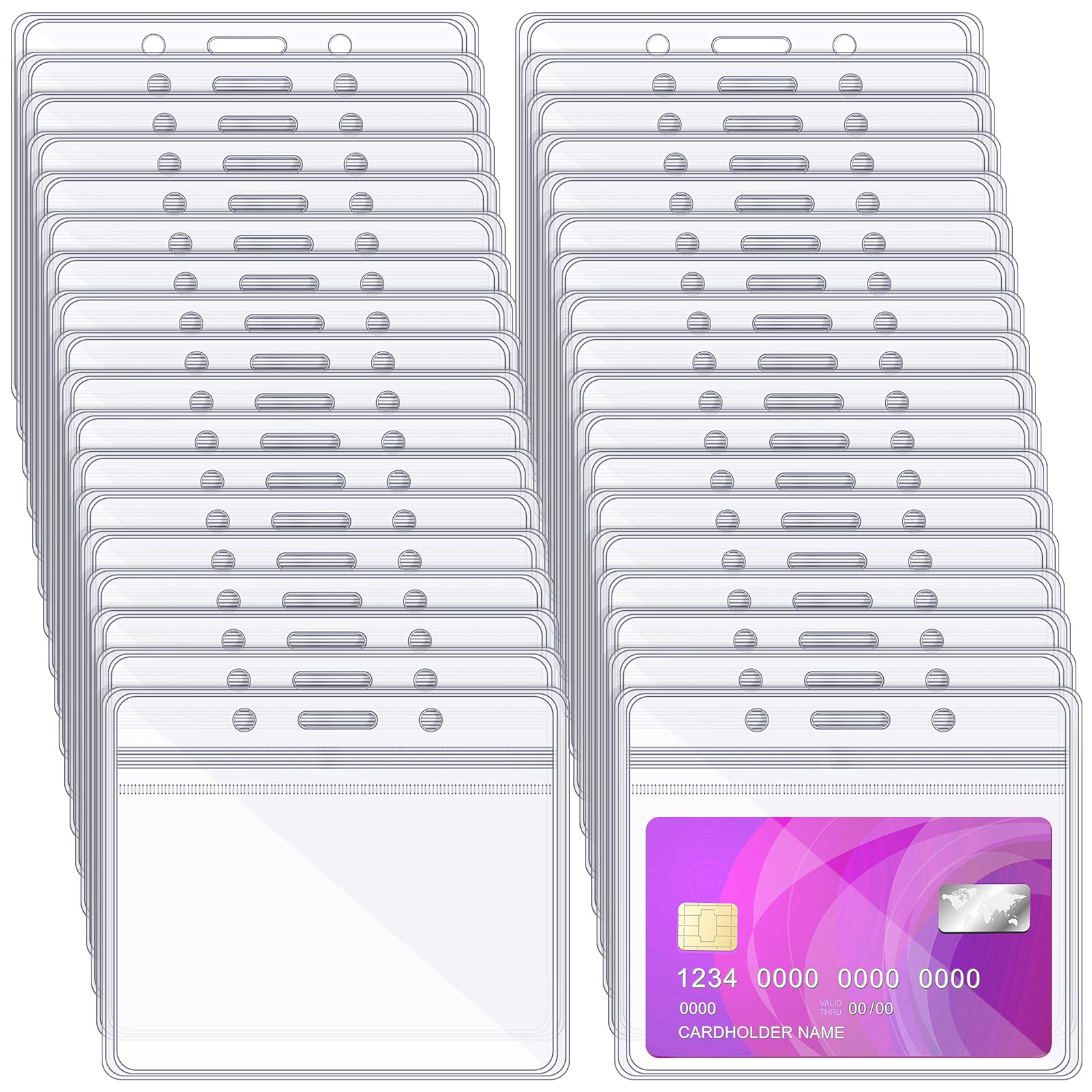 Zonon 150 Pcs Id Card Name Badge Holders Plastic Horizontal Badge Holder Clear Badge Sleeves Transparent Pvc Id Card Holders Pou