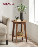 VASAGLE Set of 2 Round Side Tables Rustic Walnut Engineered Wood 15.8"Dia.