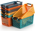 Yesland 8 Pack Plastic Storage Basket for Shelves, 12 x 6 x 5 Inches (with Handles) Basket Organizer Bin Sturdy Closet Baskets f