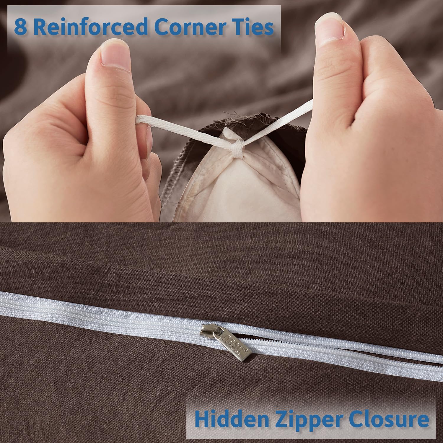 Nestl Chocolate Brown Duvet Cover Full Size - Soft Prewashed Full Size Duvet Cover Set, 3 Piece, With Zipper Closure, 1 Duvet Cover 80X90 Inches And 2 Pillow Shams - No Comforter