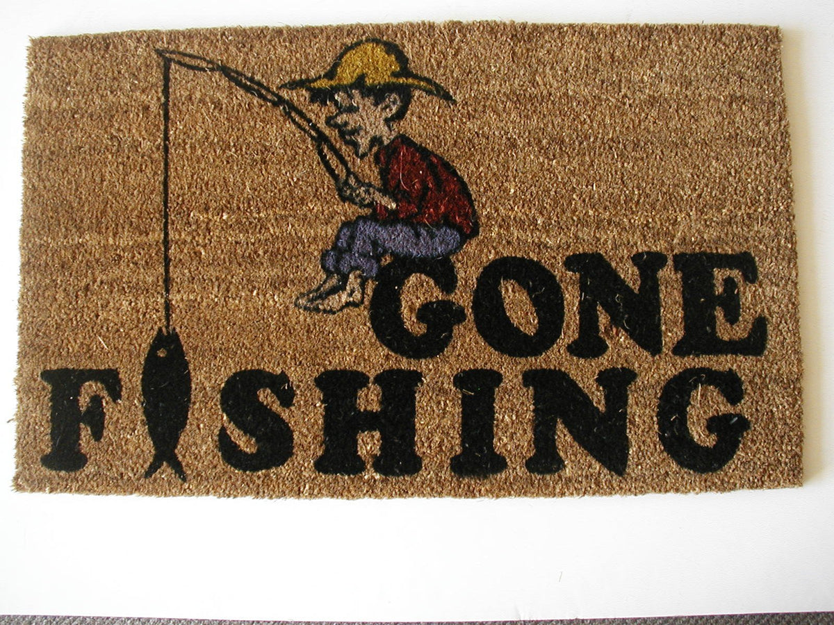 Geo Crafts G144 PVC Backed Coco Doormat, Gone Fishing