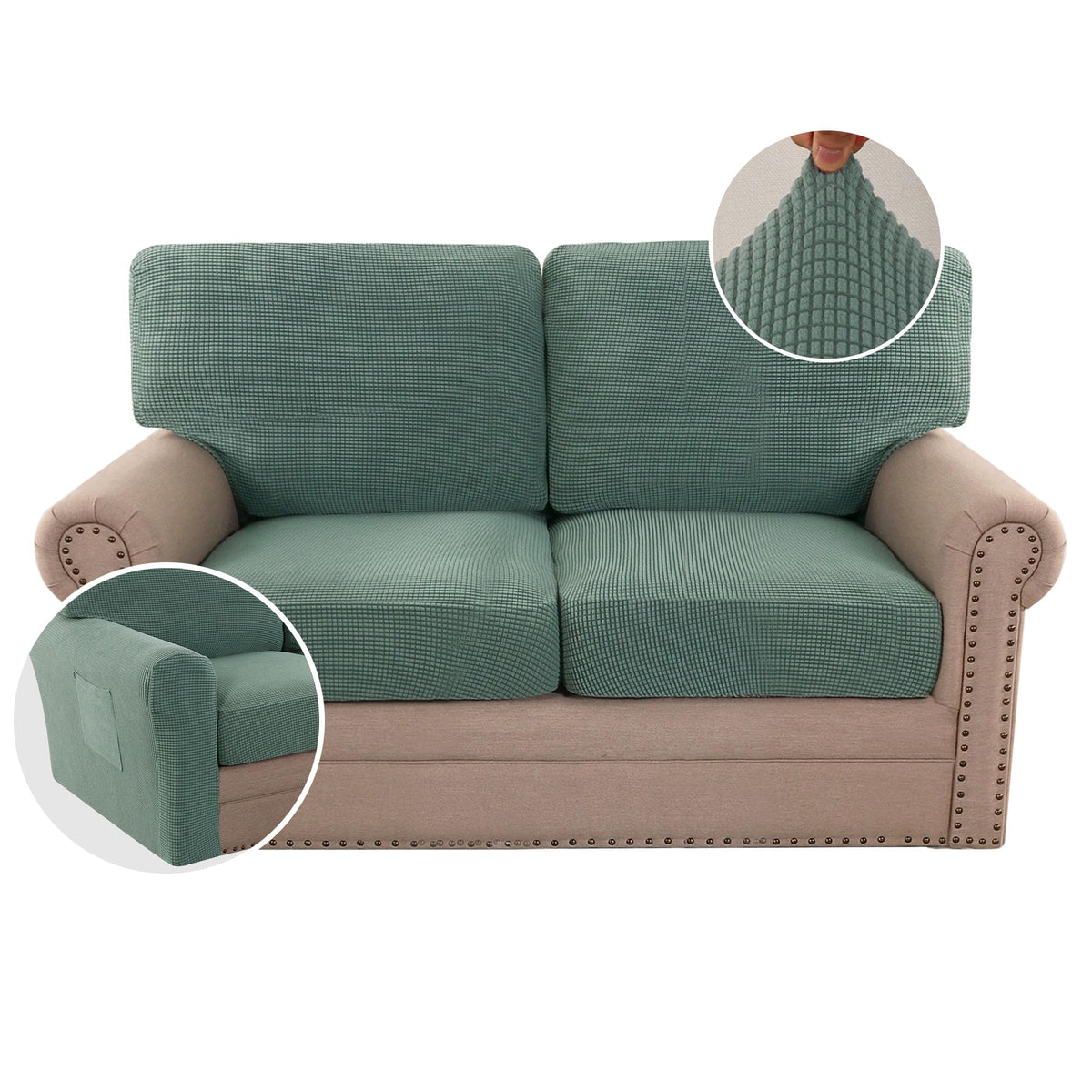 H.VERSAILTEX 2024 New Trend Multi-Pieces Sofa Covers Stretch Couch Covers Form Fitted Seats and Back Cushions Covers (2 Seat Cov