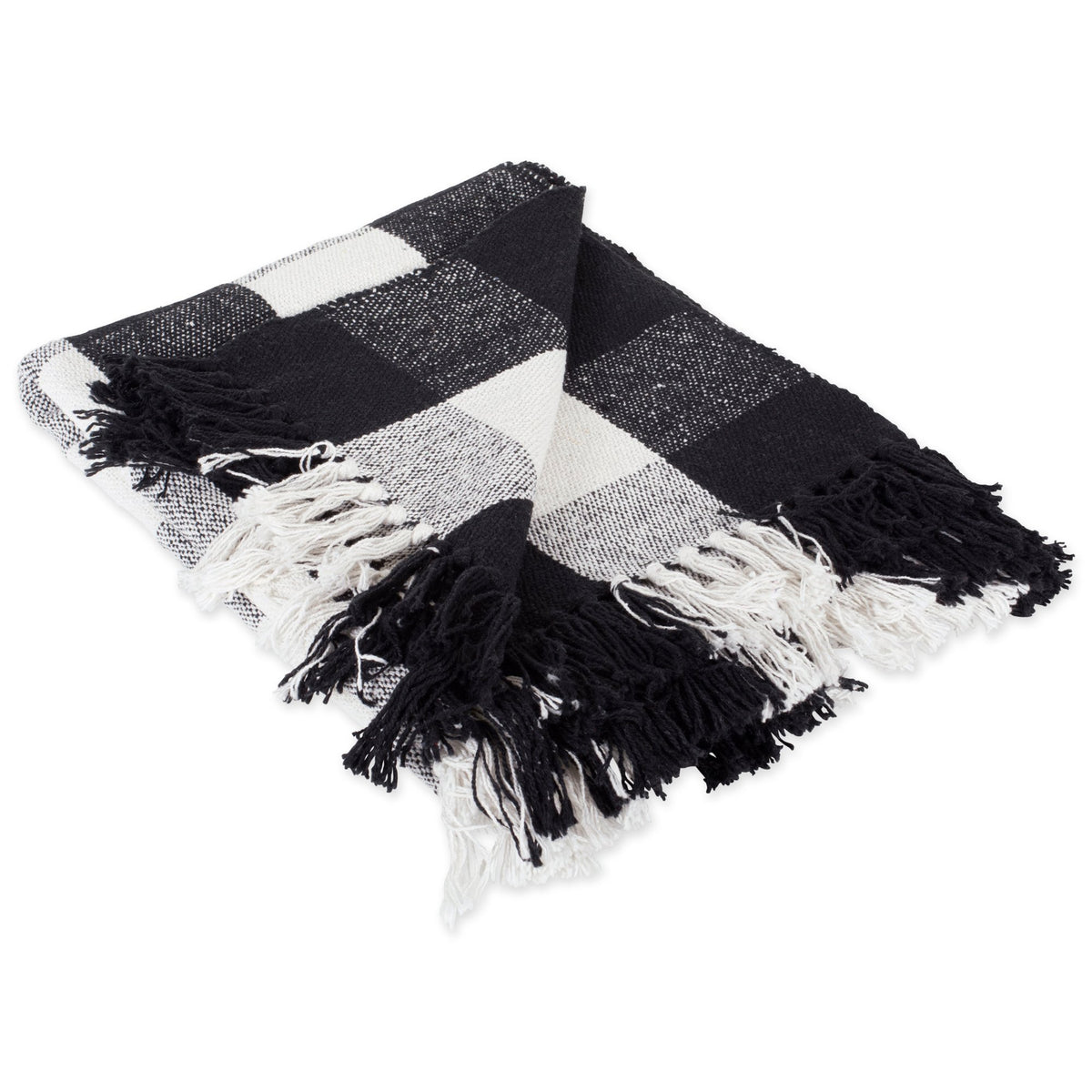 Dii Buffalo Check Collection Rustic Farmhouse Throw Blanket With Tassels, 50X60, Tri Color, French Blue