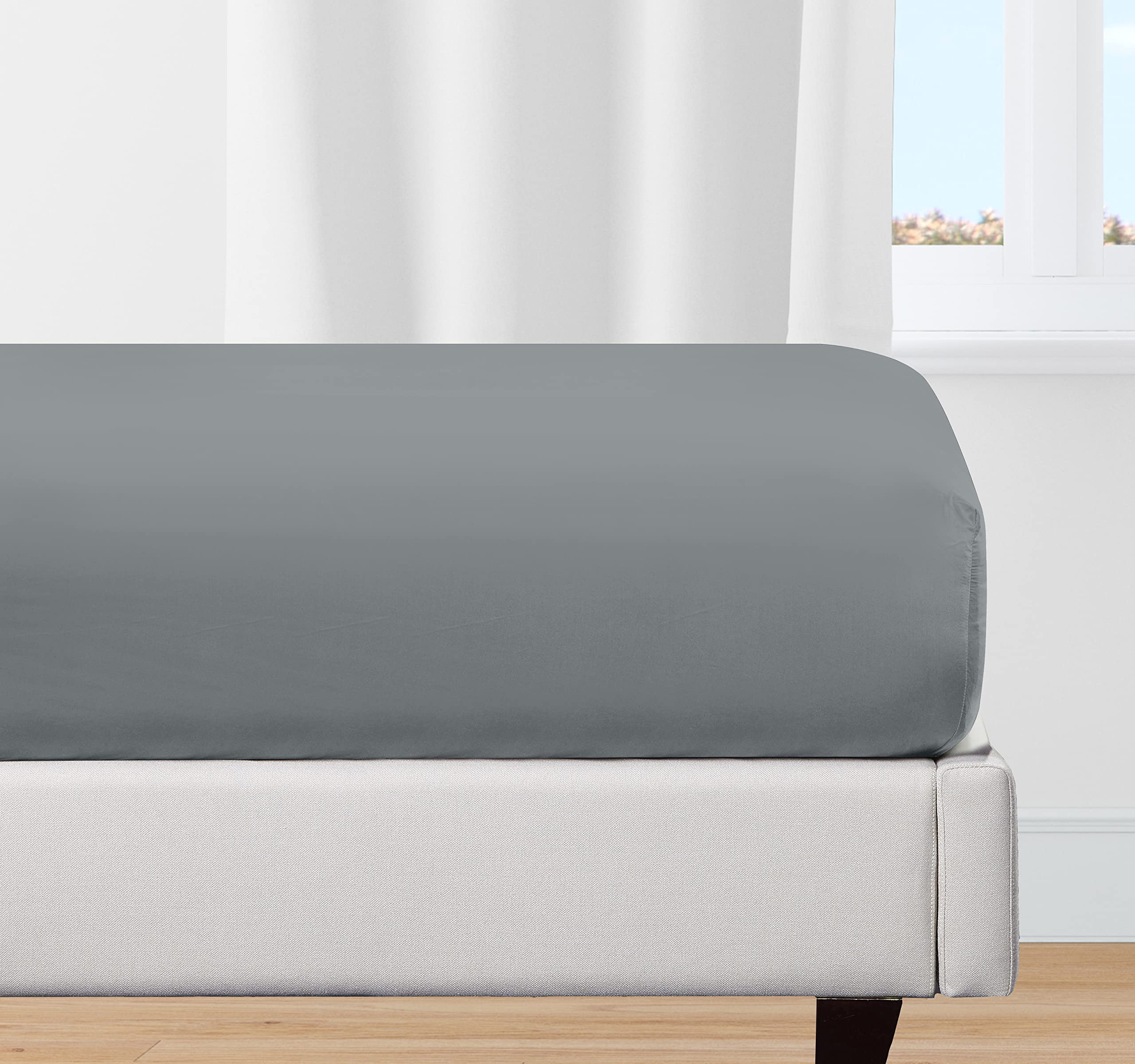 100% Organic Cotton King Fitted Sheet, Cooling Percale Weave, Lightweight, Snug-Fit, Crisp, King Deep Pocket Fitted Sheet, All-A