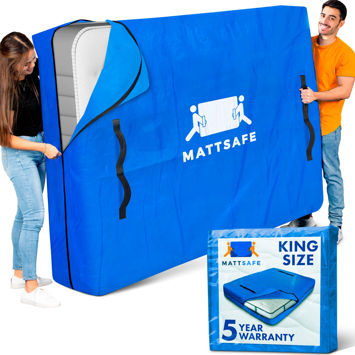 Nordic Elk Mattress Bags For Moving & Storage (King Size) - Mattress Cover For Moving - Heavy Duty, 8 Handles And Strong Zipper