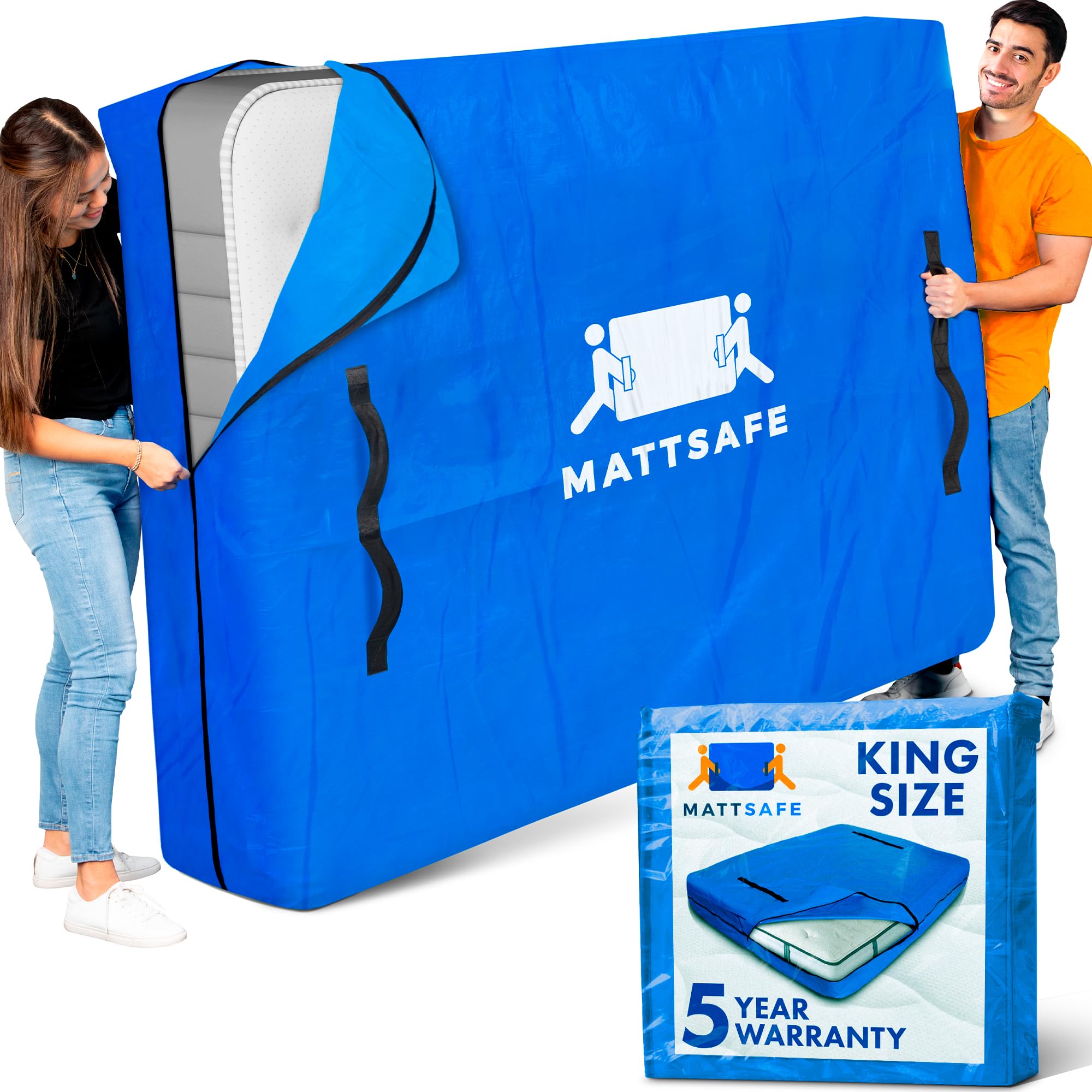Nordic Elk Mattress Bags For Moving & Storage (King Size) - Mattress Cover For Moving - Heavy Duty, 8 Handles And Strong Zipper