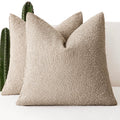 Foindtower Pack Of 2 Textured Boucle Throw Pillow Covers Neutral Accent Solid Decorative Pillow Cases Cozy Woven Couch Cushion C