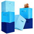 Karenhi 6 Pack Cube Storage Bins, Blue Fabric Organizer