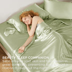 Bedsure Satin Sheets Queen Size - Similar To Silk Sheets, Silky Bedsheet, Luxury & Ultra Soft, Non-Fading & Wrinkle Free, Good For Hair & Skin, Gifts For Women, 4 Pieces, Sage Green