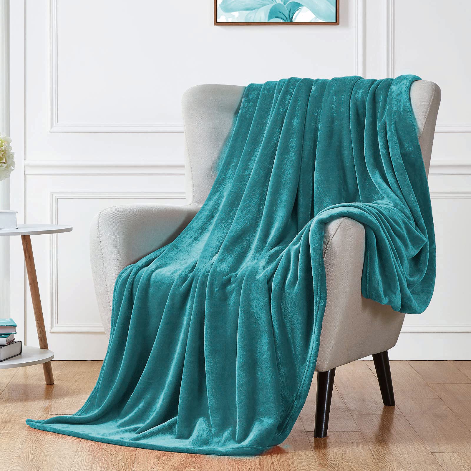 Walensee Fleece Blanket Plush Throw Fuzzy Lightweight (Queen Size 90X90 Teal) Super Soft Microfiber Flannel Blankets For Couch,