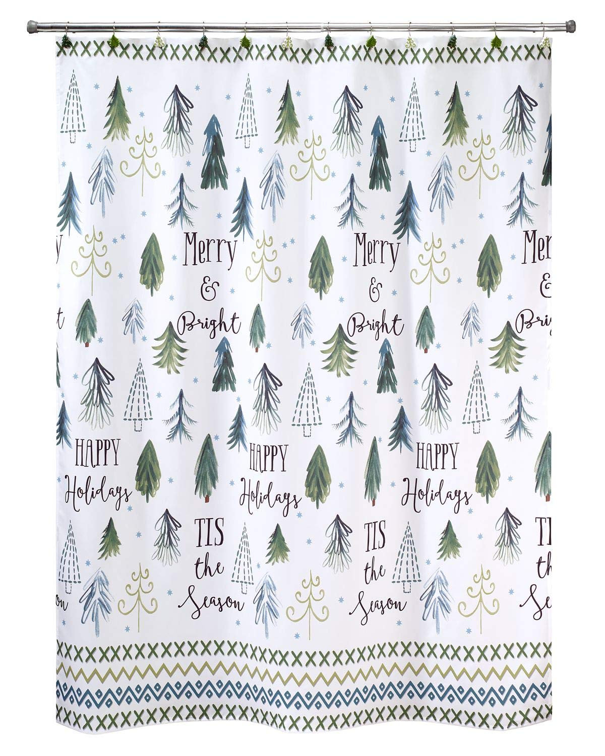 Avanti Linens - Fabric Shower Curtain, Holiday Bathroom Decor (Christmas Trees Collection, 72')