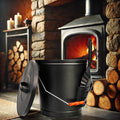 Nouva 5.15 Gallon Ash Bucket with Lid & Shovel - Galvanized Metal Coal Bucket Ash Can for Fireplace, Fire Pit, Wood Burning Stov