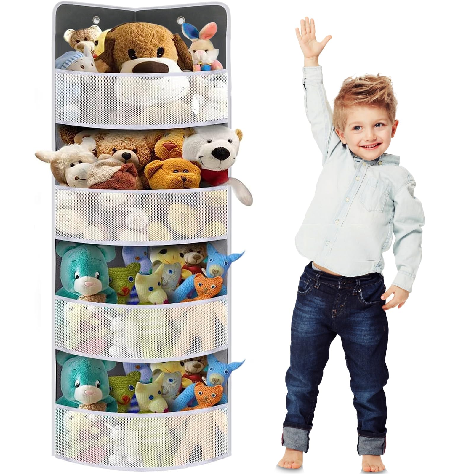 Ofiray-Home Soft Corner Shelf | Safe Hanging Organizer | Child-Friendly Wall Mount Storage | For Sundries, Toys, Stuffed Animals, Diapers | For Pantry Closet Bedroom Nursery Organization 1-Pack