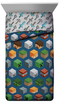 Jay Franco Minecraft Isometric Characters Twin Comforter - Super Soft Bedding Features Creeper - Fade Resistant Polyester Microf