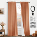 PANELSBURG Halloween Curtains for Living Room,Dark Orange Linen Cotton Look Decorative Curtains for Bedroom Fall Decor