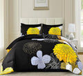 Bed In A Bag Queen Yellow Black Comforter Set 7 Pieces Soft Microfiber Floral Bedding Set With 1 Comforter 1 Flat Sheet 1 Fitted