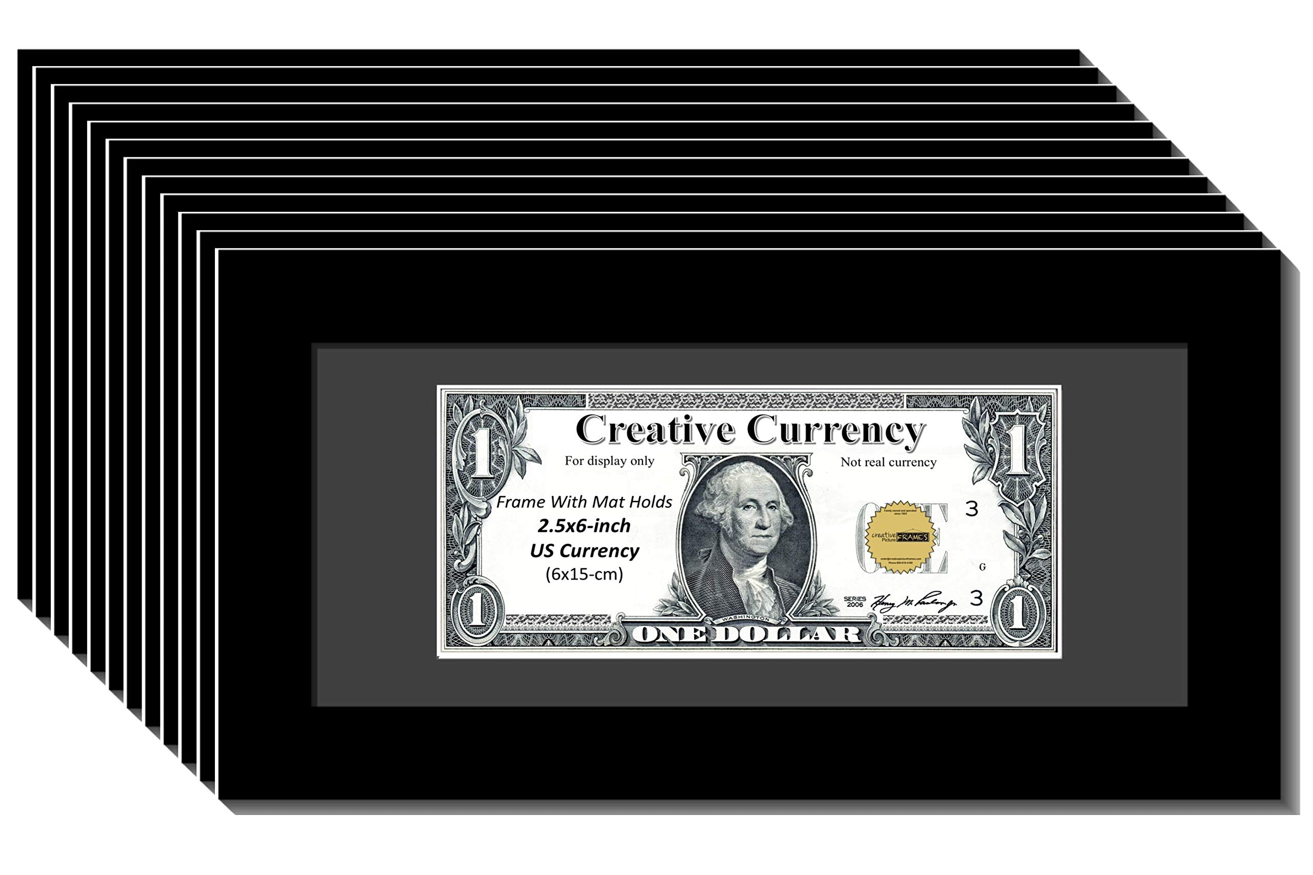 CreativePF [12pk$4x9bk-b] Black First Dollar Frame with Black Matting, Easel Stand and Wall Hanger Included (12- Pack)