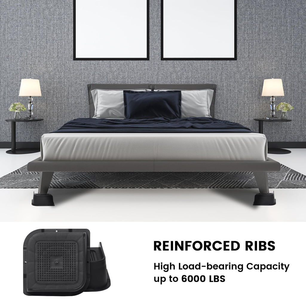 Mymulike Bed Risers Heavy Duty, Oversized Furniture Risers, Support Up To 6000 Lbs, Lift 3 Inch For Couch, Sofa, Table,Chair (Bl