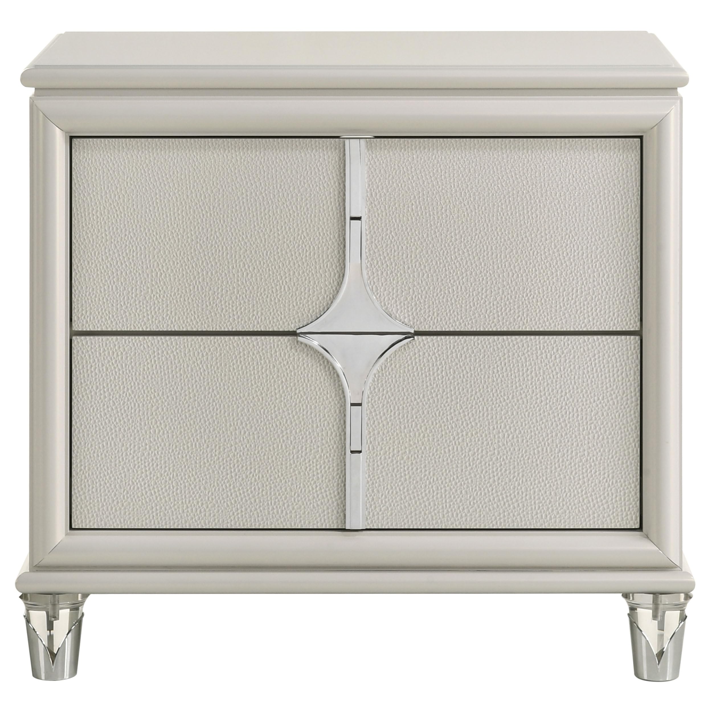 Coaster Home Furnishings Olivia Contemporary Wood 2-Drawer Bedroom Nightstand Bedside Table Organizer Unit White 224952