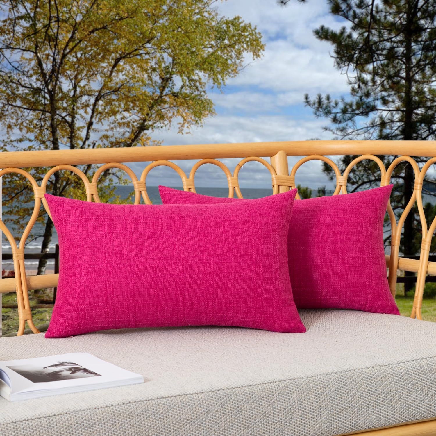 Kevin Textile Pack Of 2 Outdoor Waterproof Pillow Covers Decorative Farmhouse Throw Pillow Covers Rectangle Checkered Couch Pill