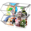 Yerliker 4 Pcs Stackable Storage Bins with Lids Organizer, Clear