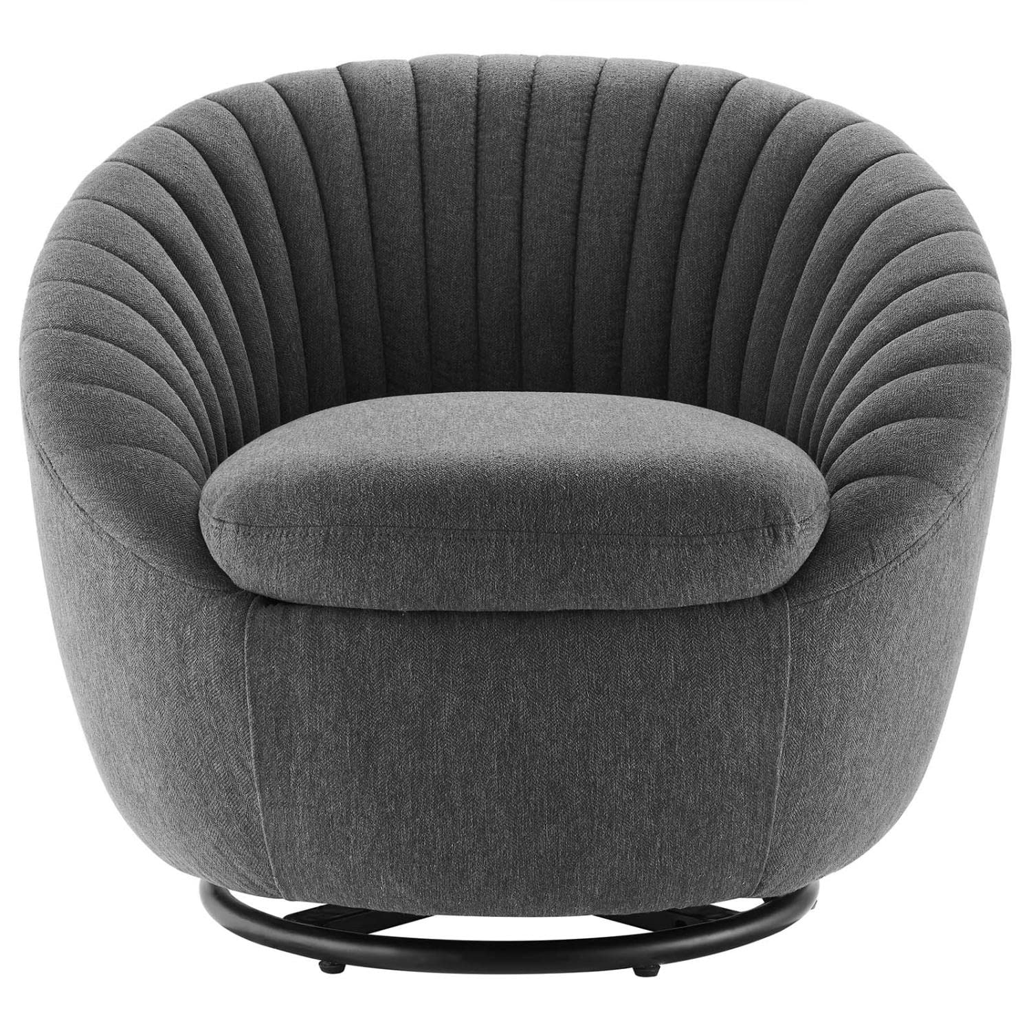 Modway Whirr Upholstered Fabric Swivel Chair In Black Charcoal