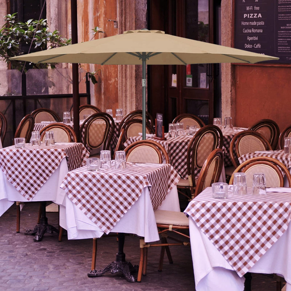 Yssoa 9' Patio Umbrella Outdoor Table Market Yard Umbrella With 8 Sturdy Ribs, Tan
