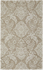 HomeRoots 512198 9 x 12 ft. Tan & Ivory Wool Paisley Hand Tufted Handmade Stain Resistant Rectangle Area Rug