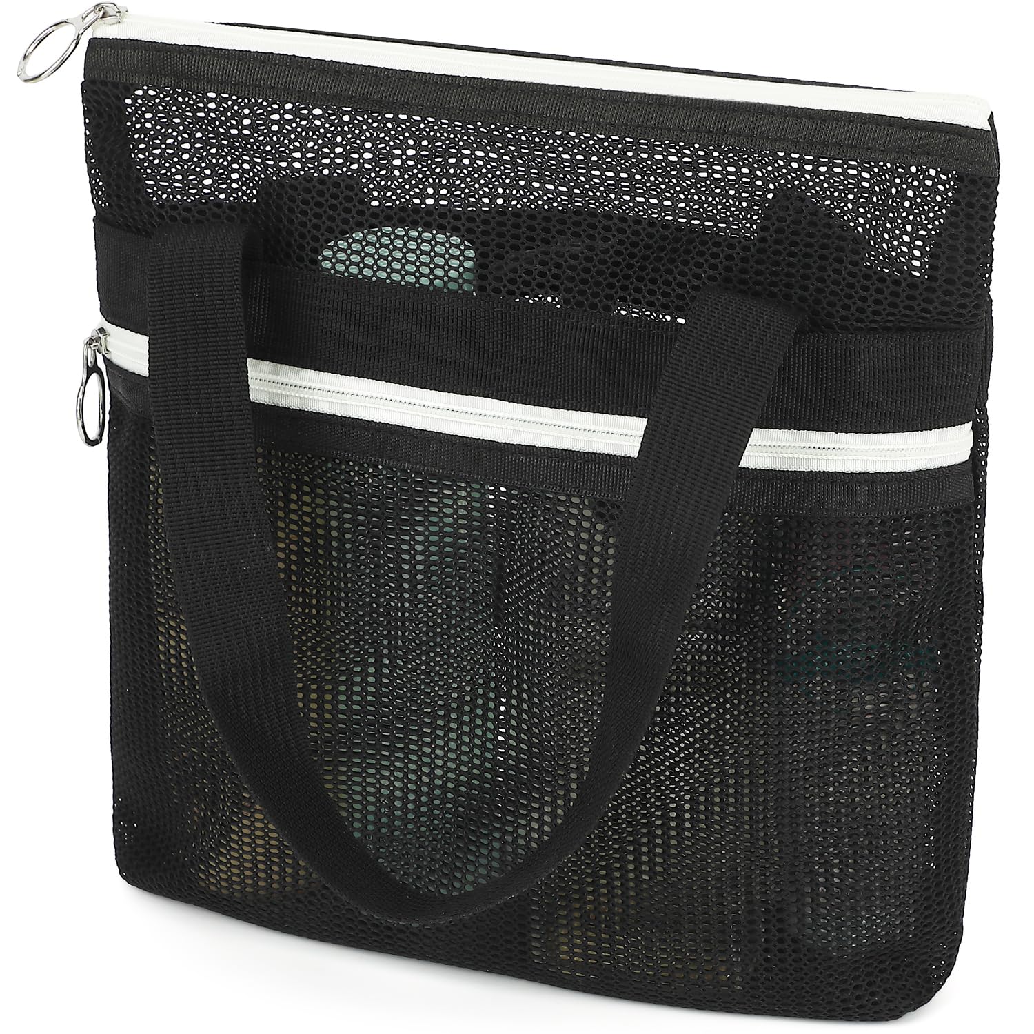 Fammart Mesh Shower Caddy Portable with Zipper & 2 Pockets - Quick Dry Shower Caddy Hanging for Travel Gym Camp Beach - Shower O