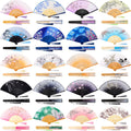Yulejo 20 Pcs Floral Hand Fan Chinese Vintage Style Folding Fan Silk Handheld Fan Foldable Bamboo Framed Foldable Fan Fabric Sil