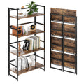 BHG Vintage Multifunctional Folding Bookshelf, No-Assembly Plant Stand Storage Rack Shelves for Home Office (Fire, 4-Tier)