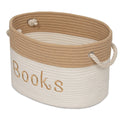 Rope Storage Basket - 15 x 11 x 9 Book Storage Bin - Embroidered Storage Bins - Tote Bin for Nursery, Playroom, Living Room, Cla