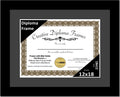 Creative Picture Frames 12x18 Classic Black Diploma Frame with Black Mat Glass Easel and Installed Wall Hangers | Frame Holds 16
