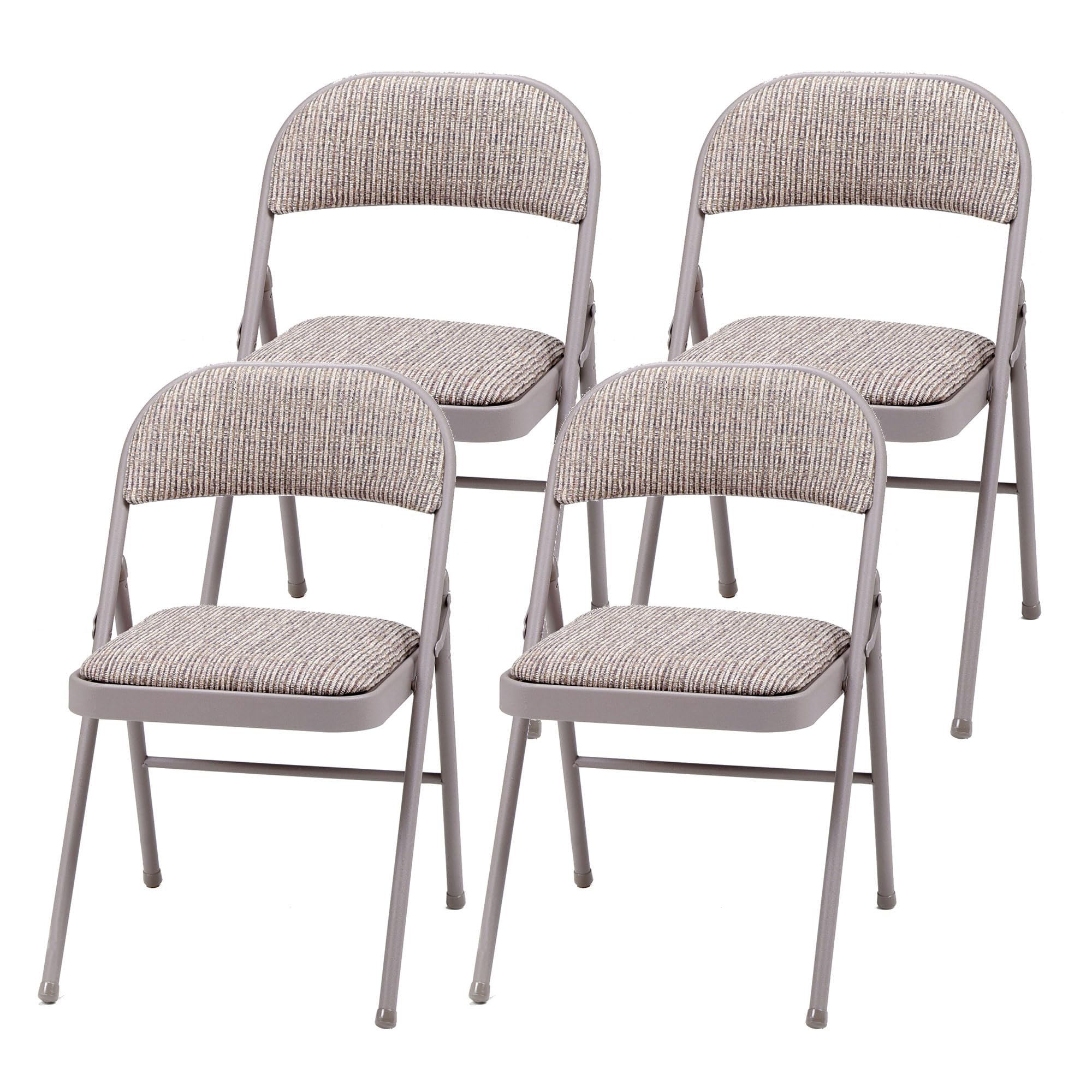 MECO Sudden Comfort Deluxe Portable Metal Fabric Padded Folding Chair for Home, Outdoor, and Office Use with Contoured Backrest,