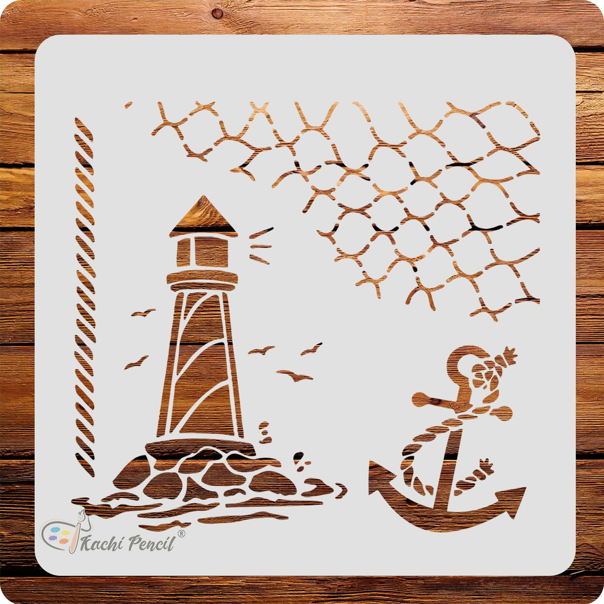 Kachi Pencil Watch Tower Craft Stencil for Art and Painting, Size 6 x 6 inch Reusable Stencil for Painting, Fabric, Glass, Wall