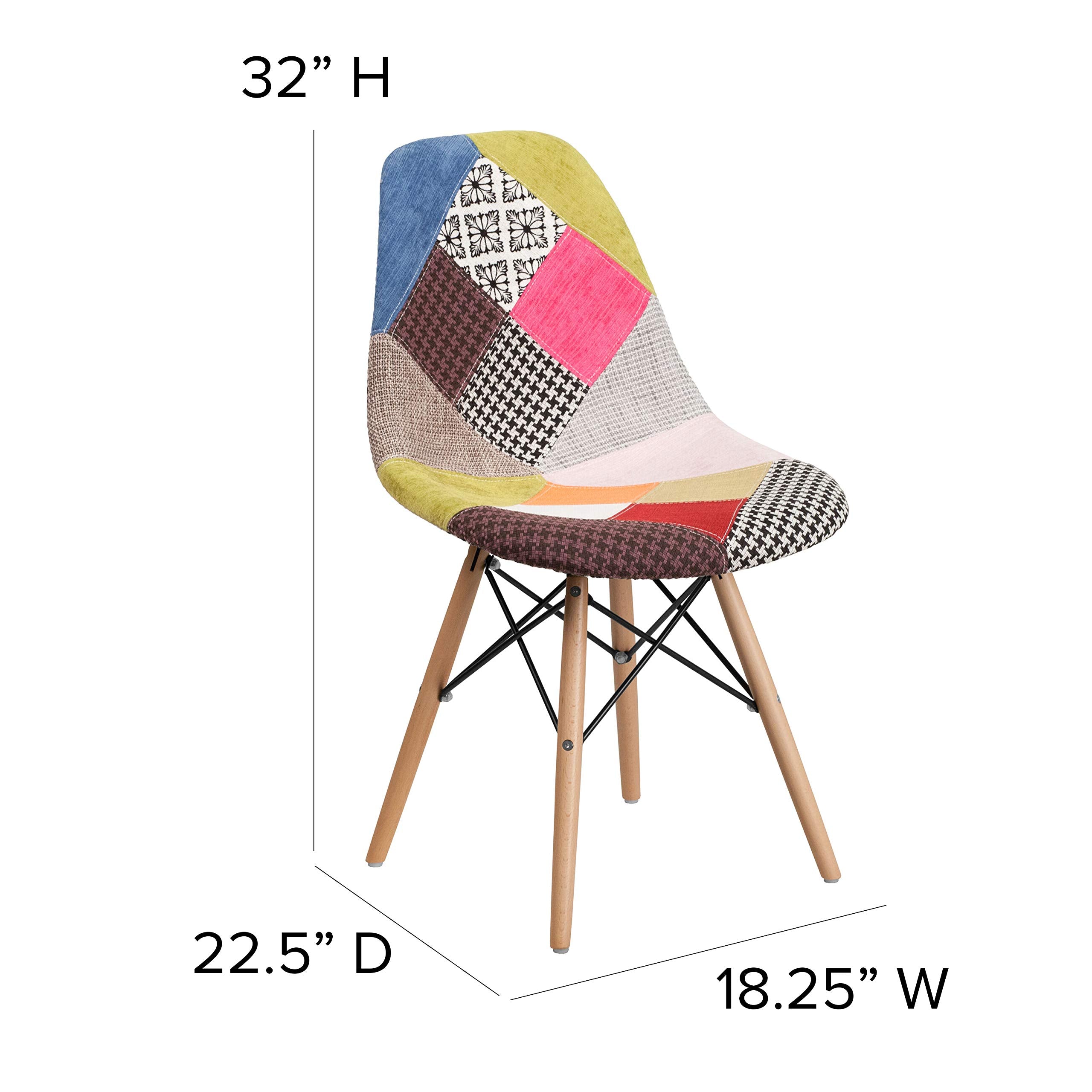 Flash Furniture Elon Series Milan Patchwork Fabric Chair With Wooden Legs