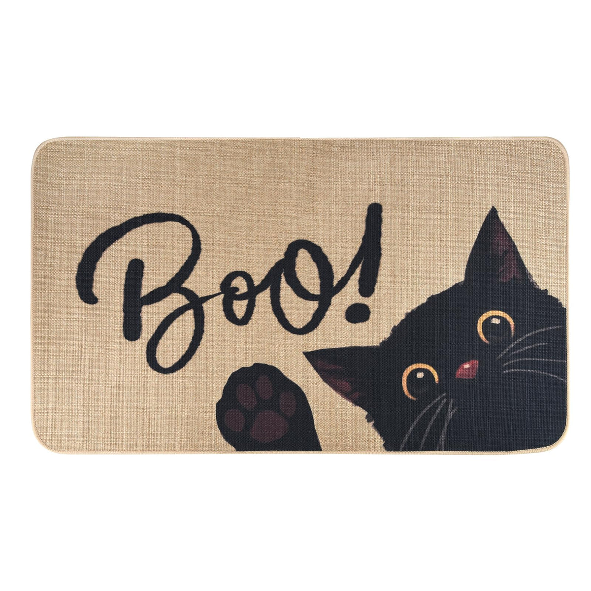 Pixfairy Halloween Door Mat 17 X 29 Inches, Black Cat Boo Welcome Mat Door Front Halloween Festival Carpet Non-Slip Indoor/Outdo