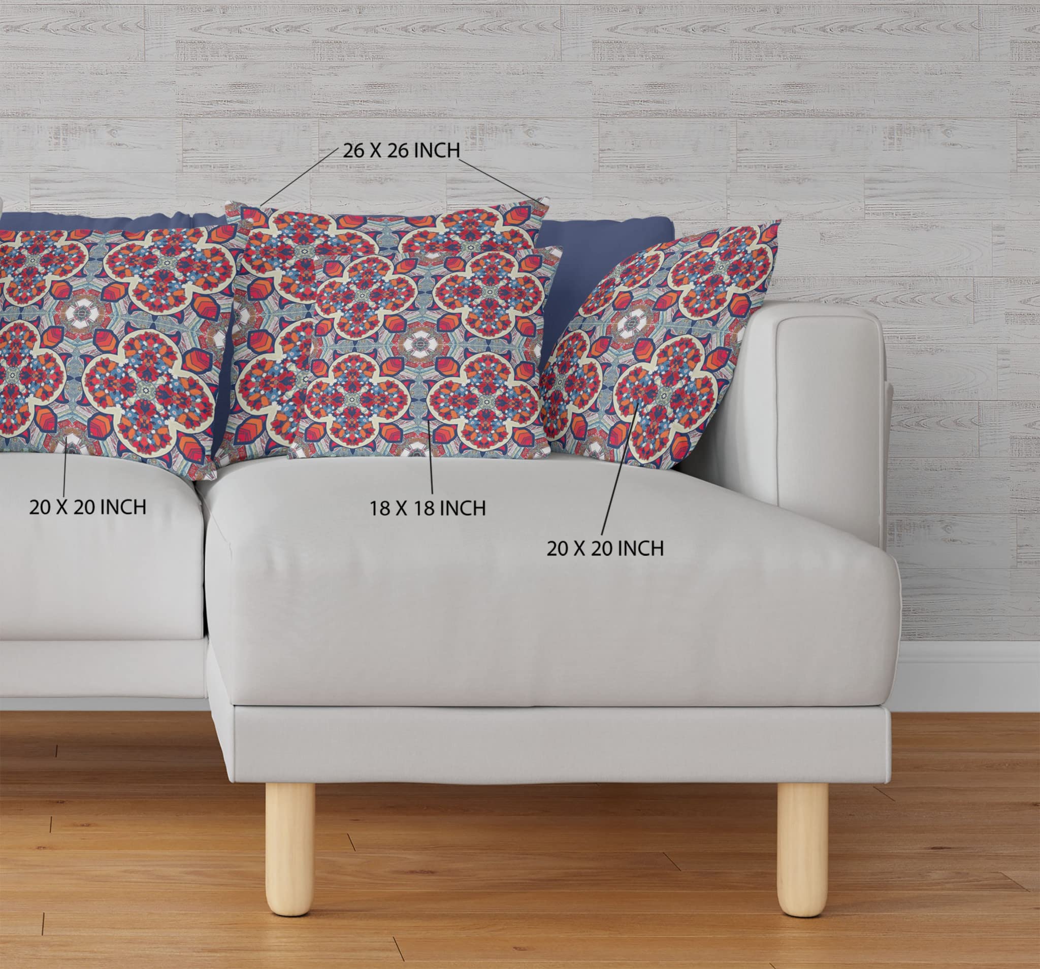 HomeRoots Red Orange Blue 20â€ Red Blue Cloverleaf Boho Zippered Suede Throw Pillow