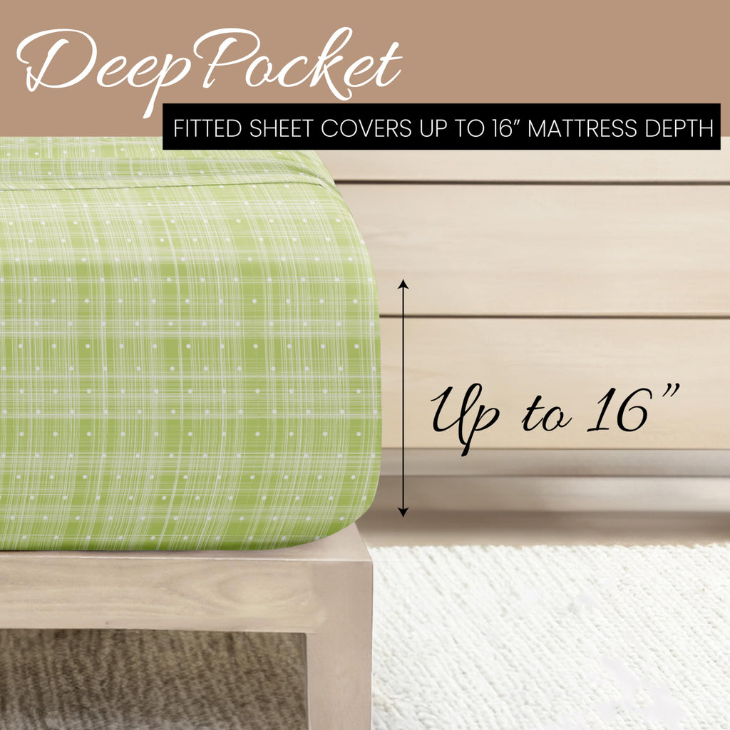 Linen Market 4 Piece Queen Bedding Sheet Set (Polka Dot Moss) - Sleep Better Than Ever With These Ultra-Soft & Cooling Bed Sheet