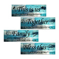 Lnond 4 Pieces Turquoise Abstract Living Room Wall Decor, Motivational Home Family Rustic Wall Art Decor for Bedroom Living Room