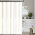 jinchan Taupe and White Boho Shower Curtain Herringbone Zig Zag Waterproof Fabric Bohemian Modern Farmhouse Arrow Geometric Show