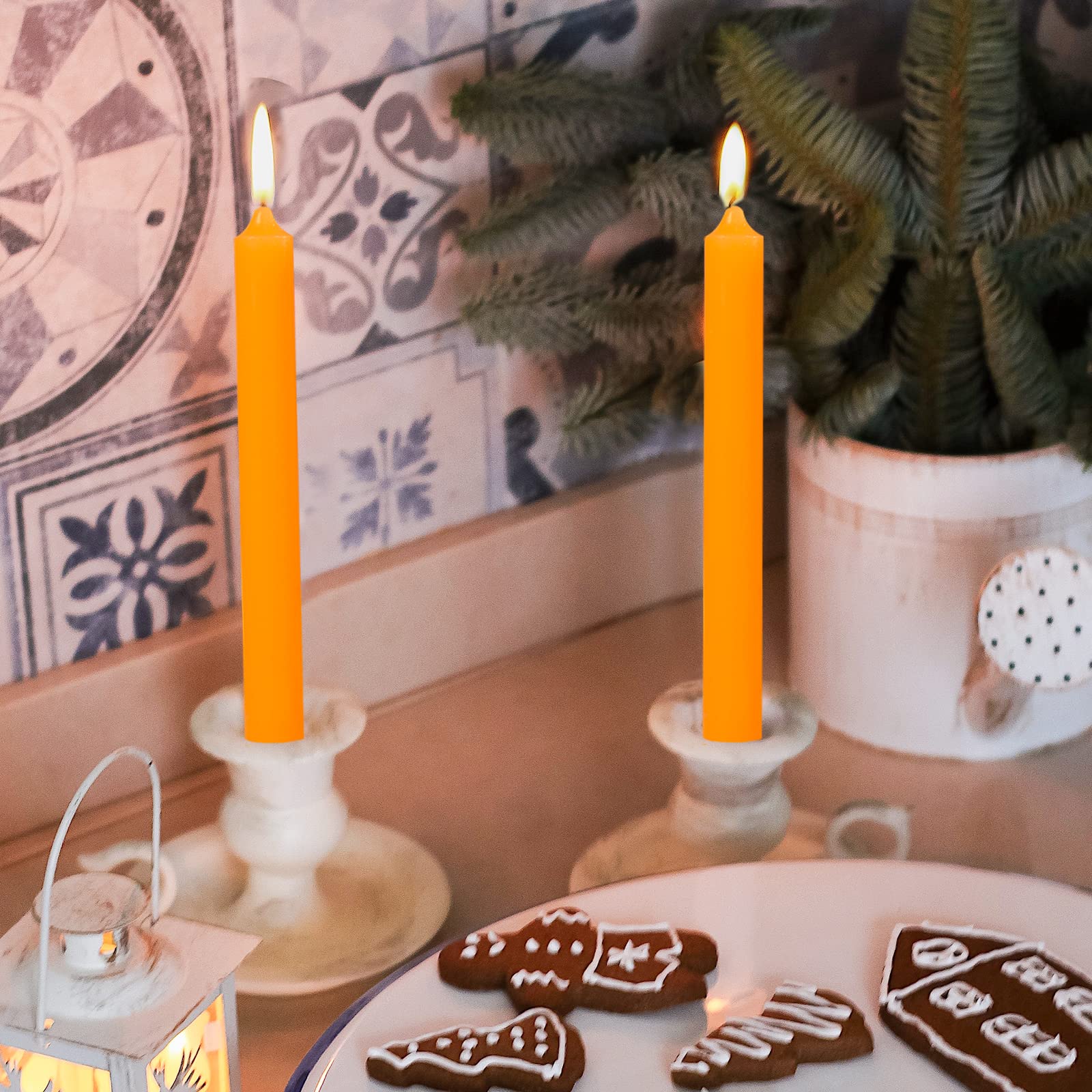 8 Inch Taper Candles-Set Of 4 Tapered Candle, Tall Candlesticks,Dripless And Smokeless,Home Dinner Candle, Party, Wedding, Hallo