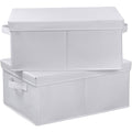 HOONEX Storage Bins with Lids for Organizing, Pack of 2, Storage Boxes with 2 Carrying Handles and Sturdy Heavy Cardboard, 16.5 