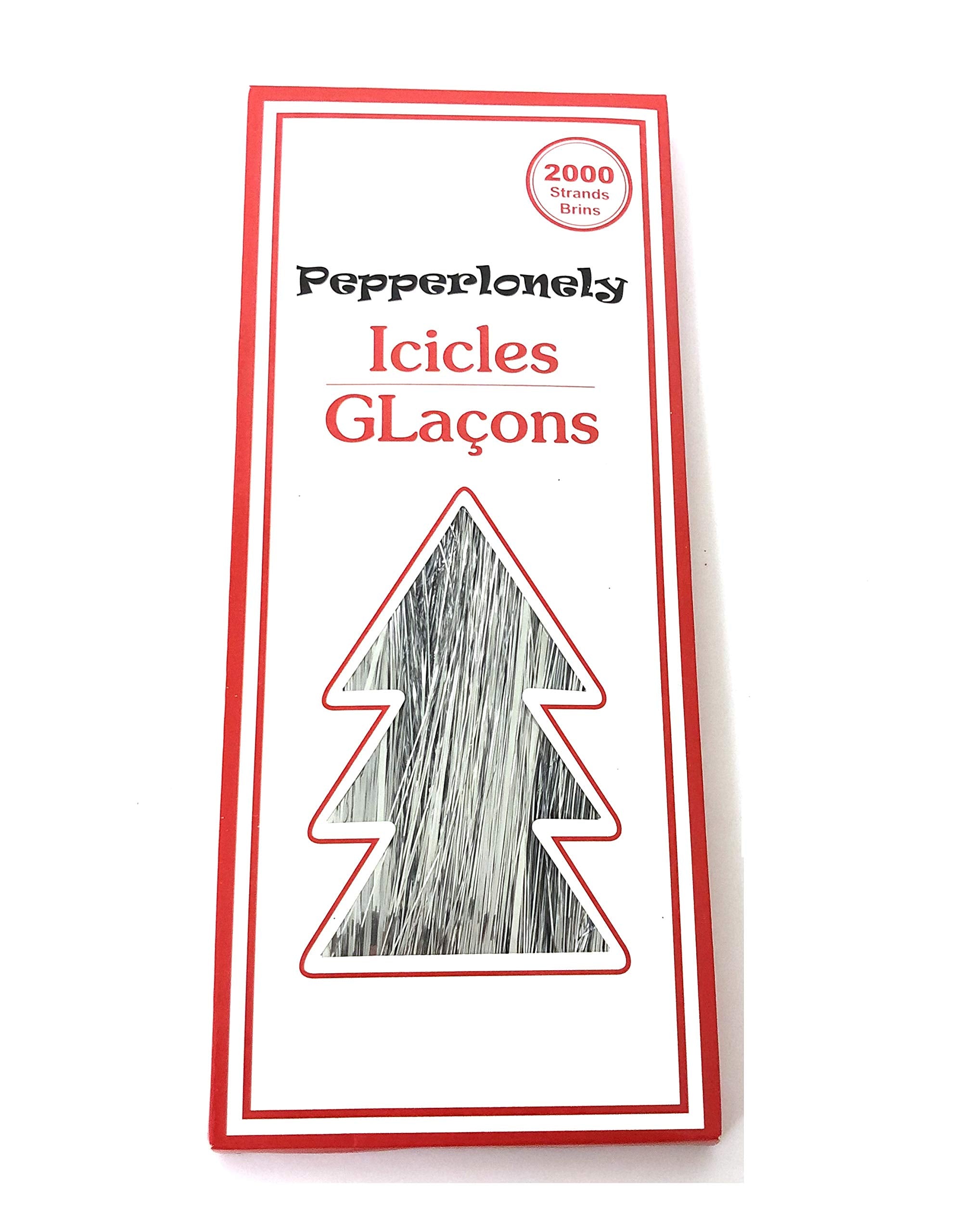 PEPPERLONELY 2000 Strands Icicles Tinsel Tree Christmas Decorations, Silver