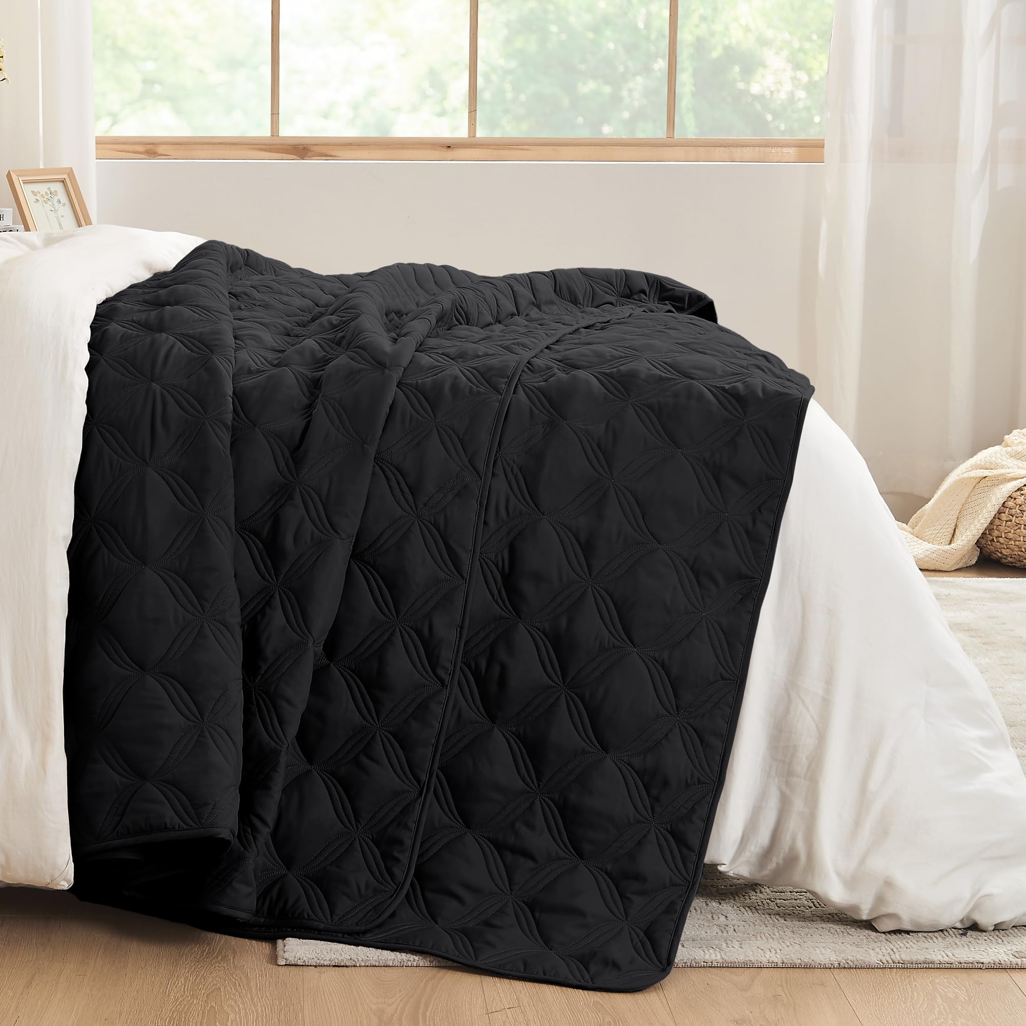 Litanika King Size Quilt Bedding Set, Black Summer Lightweight Soft Comforter Bedspreads & Coverlets, Boho Farmhouse Bedding Cov