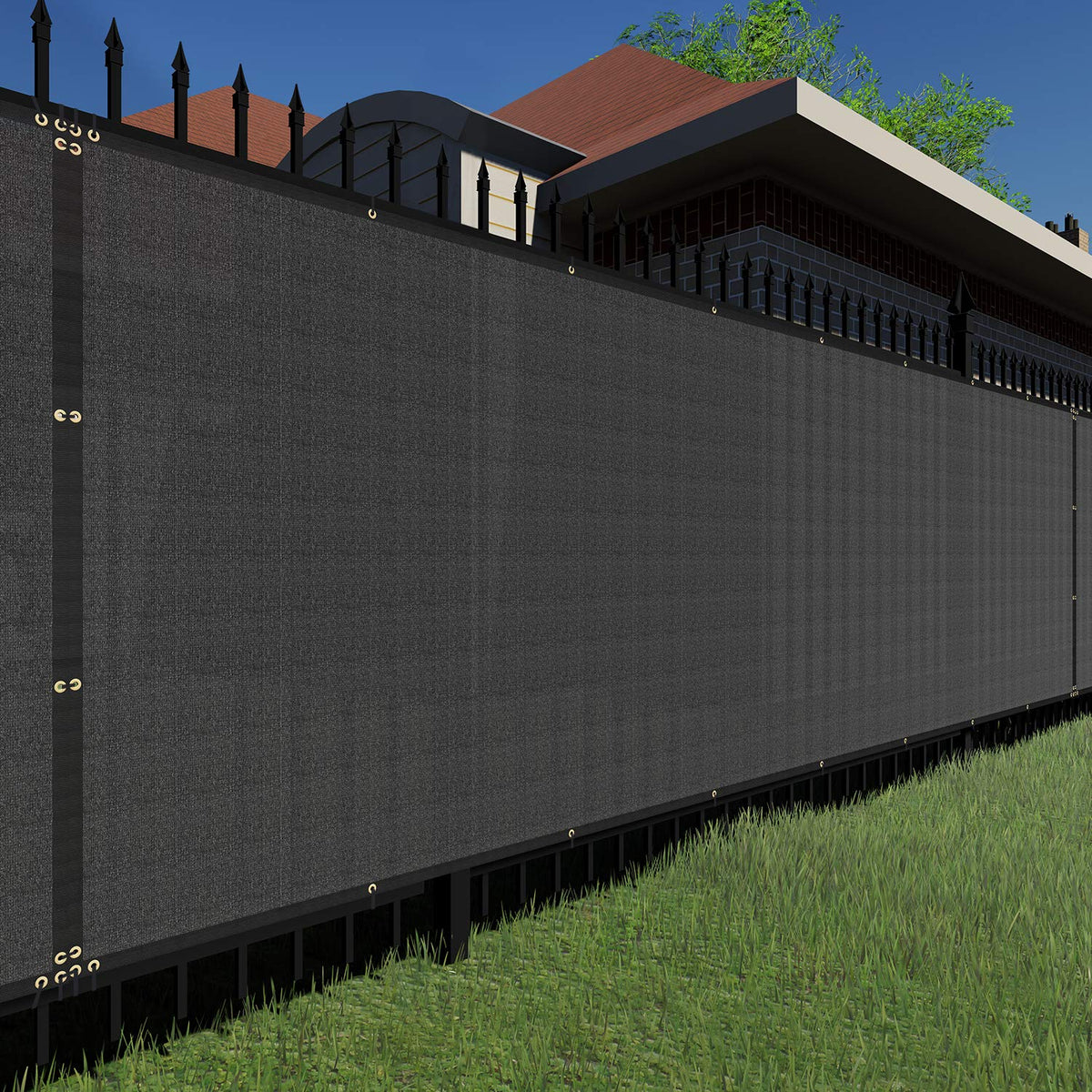 Tang Sunshades Depot Black 4X50' Ft Privacy Fence Screen Temporary 150 Gsm Heavy Duty Windscreen Fence Netting Fence Cover With